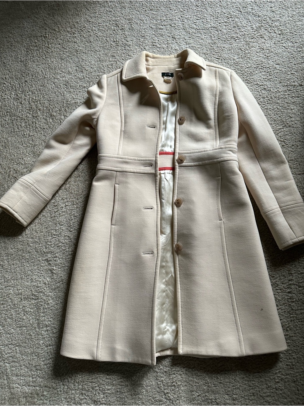 J. Crew Cream Structured Wool Trench Coat